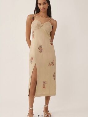 New Farm Rio × Anthropologie Embroidered Linen
Blend Dress
